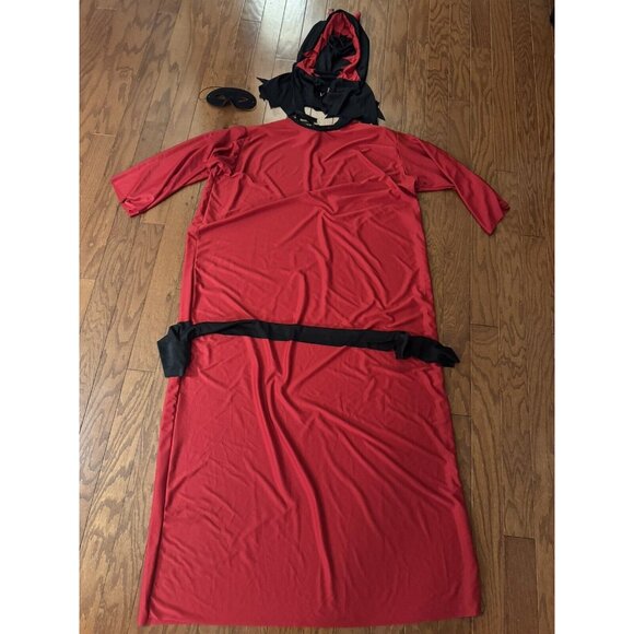 Devil Robe Men's Red/Black Poly Robe- Horn Hood- Tie-On Sash‎ One Size - Picture 2 of 2